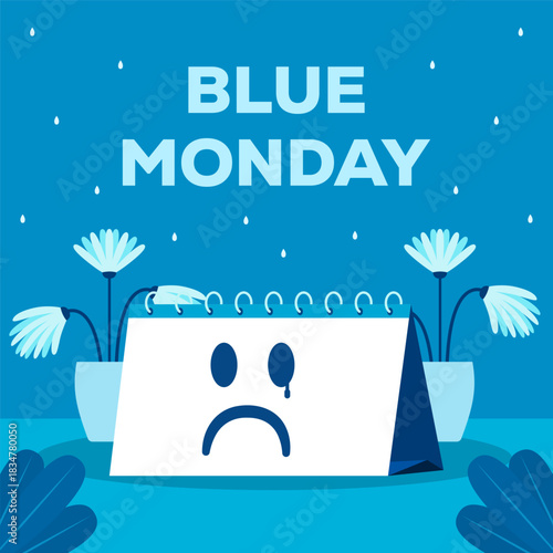 illustration design for blue monday in flat style with calendar