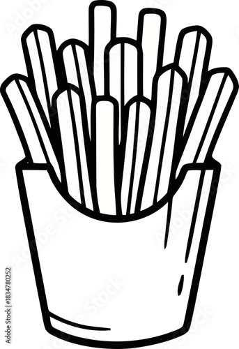 
Monochrome French Fries Doodle Icon for Restaurant Branding
