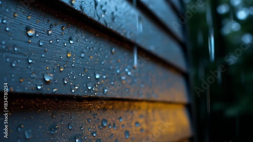 Stunning close-up of raindrops on a textured surface showcasing nature's beauty and tranquility