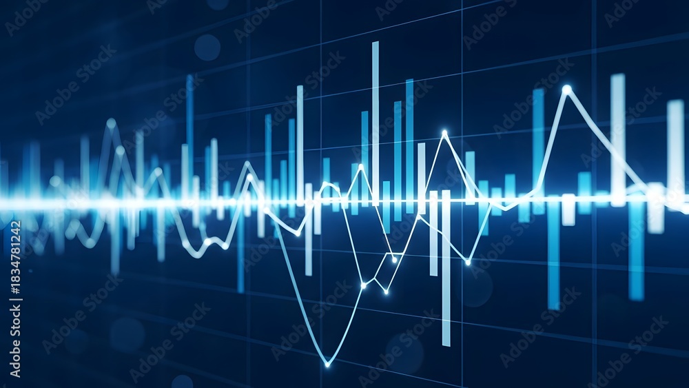 Naklejka premium Abstract blue sound wave visualization for technology science and data analysis concepts with dynamic lines and patterns