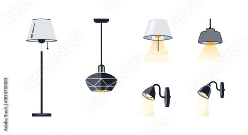 Assortment of Modern Lamps with Various Designs and Styles.