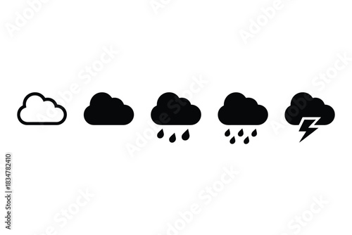 Weather icon set flat vector glyph design simple forecast symbols for web and mobile apps isolated on white background