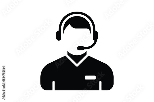 Customer service operator icon flat vector glyph symbol isolated on white background for user interface design