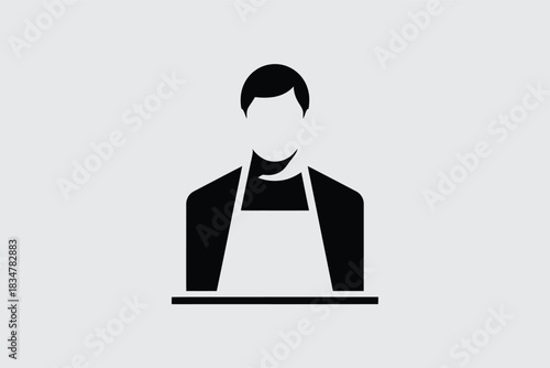 Chef icon simple glyph vector illustration of a person wearing an apron isolated on a white background