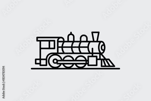Minimalist train icon simple line art vector illustration isolated on white background for app and web design
