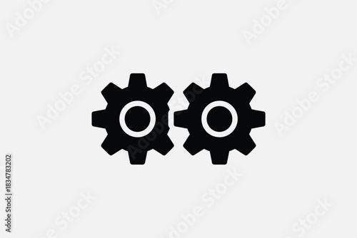 Two gears icon simple flat vector illustration isolated on white background for app and web design