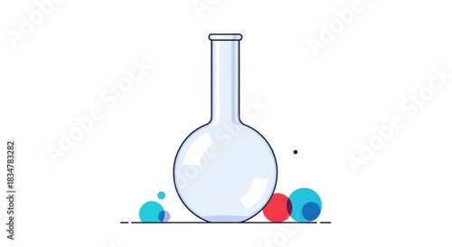 Visualize scientific discovery with this round bottom flask illustration, perfect for educational materials, presentations, or modern science-themed designs