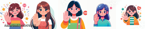 vector woman hand gesture stop