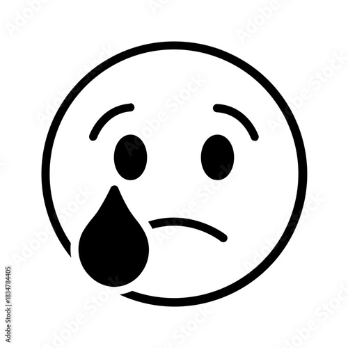 Vector solid black icon for Crying face