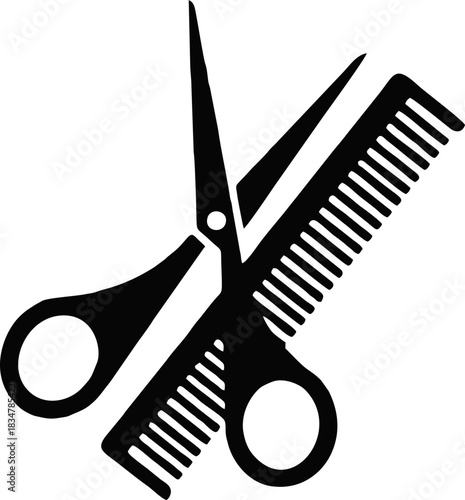 Barber Shop Scissors and Comb Icon Silhouette