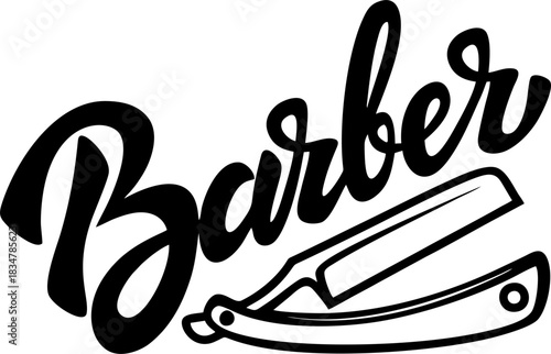 Vintage Barber Razor Logo