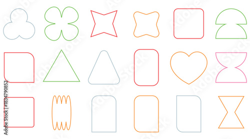 Assorted Geometric Shapes in Various Colors Arranged on a White Background Illustration for design resources and creative projects perfect for educational materials or modern abstract art