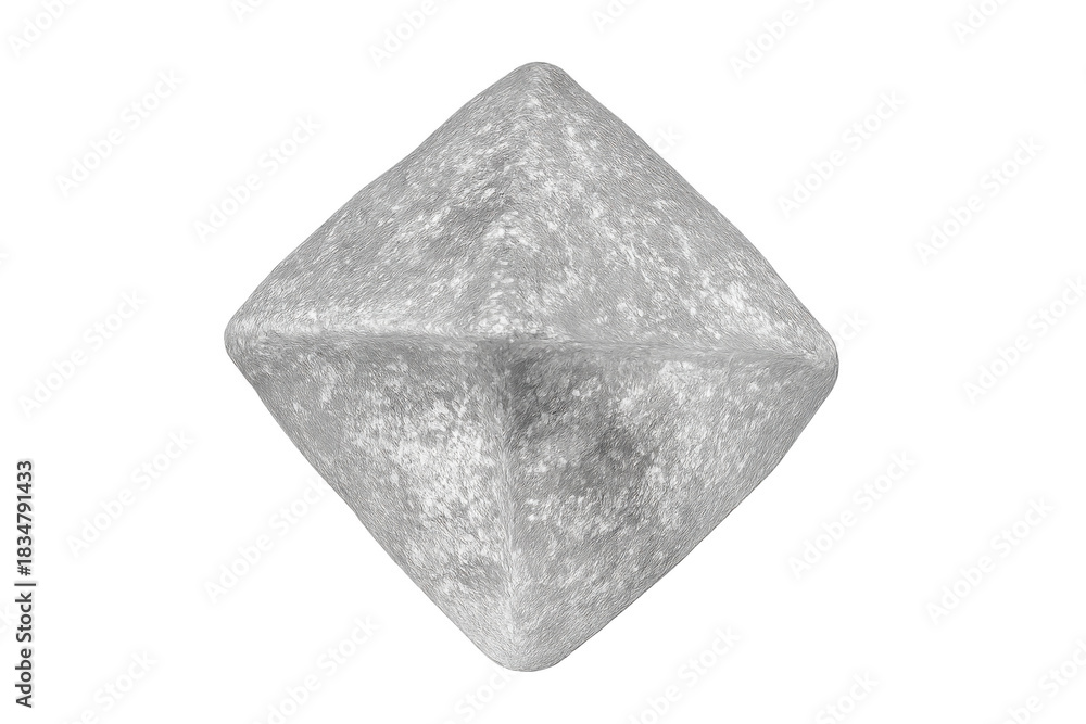 Obraz premium Octahedron crystal with textured surface symbolizing technology, science, and abstract geometry, transparent background