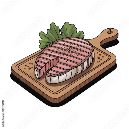 One continuous line illustration of an grilled food , isolated on white background.