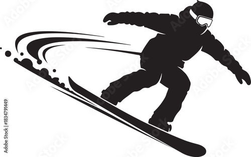 snowboard silhouette vector Snowboarder riding a board action figure

Snowboarder sketch performing a trick

Snowboarder winter sport line art graphic