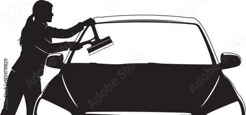 Ice scraper woman cleaning car windshield

Ice scraper winter car maintenance silhouette

Ice scraper female driver removing frost