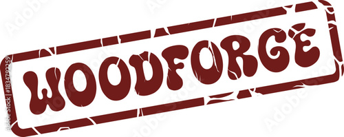 Authentic WOODFORGE grunge stamp impression embodies handcrafted quality and skilled artisan fabrication