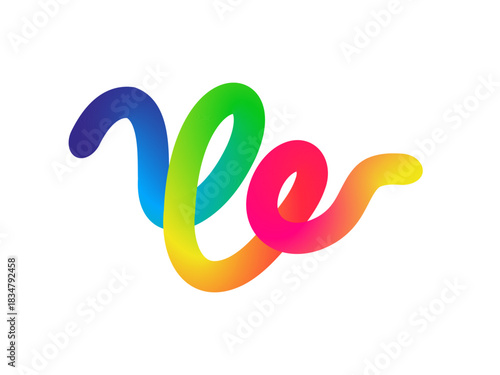 Bright three dimensional swirl geometric line abstract color line element with vibrant gradient zigzag shape for logo concepts backgrounds posters app interfaces and promotional graphic compositions