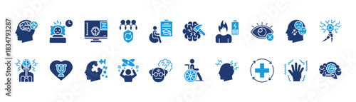 cognitive diversity icon sheet glyph blue