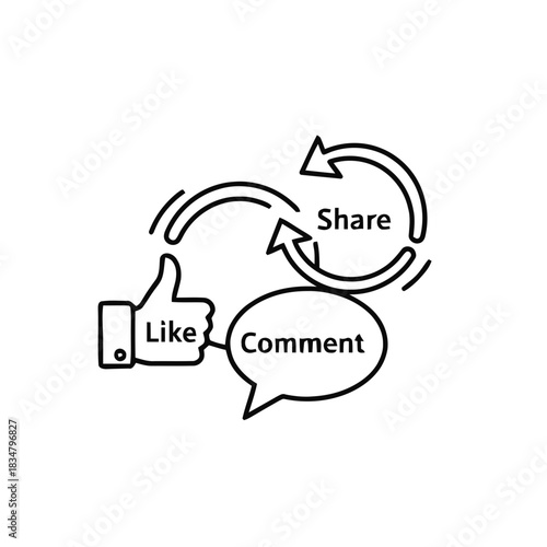 Smartphone Music Streaming Line Art Illustration vector
