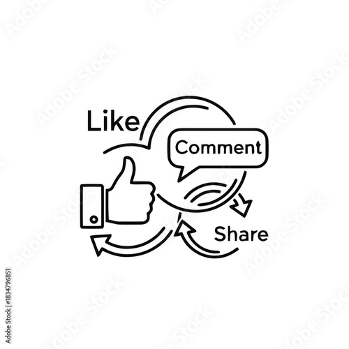 Smartphone Music Streaming Line Art Illustration vector
