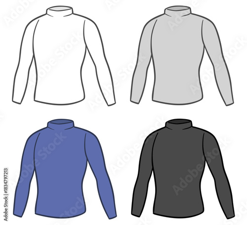 メンズ用ハイネック長袖ベースレイヤー