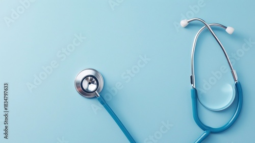 Professional stethoscope on a soft blue background offers a clean, modern medical aesthetic