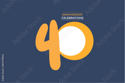 40 year anniversary writing in gold on a blue background. An anniversary represents a special date marking the passage of time in a relationship, marriage, or significant life event.