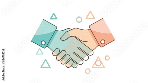 Innovative Digital Handshake Illustration Representing Modern Collaboration and Partnership