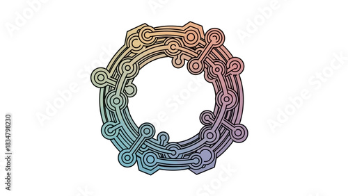 Futuristic Cryptographic Circle Design Using Abstract Interconnected Lines