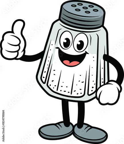 Salt Shaker Cartoon Mascot – Cheerful Kitchen Character with Thumbs Up