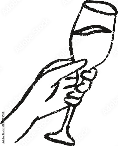 Sketch Hand Holding Wine Glass
