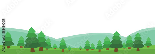 Minimalist style forest landscape vector illustration banner