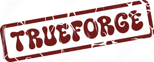 Brown textured rectangular Trueforge stamp symbol represents authentic quality and craftsmanship for industrial applications