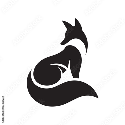 black and white fox silhouette