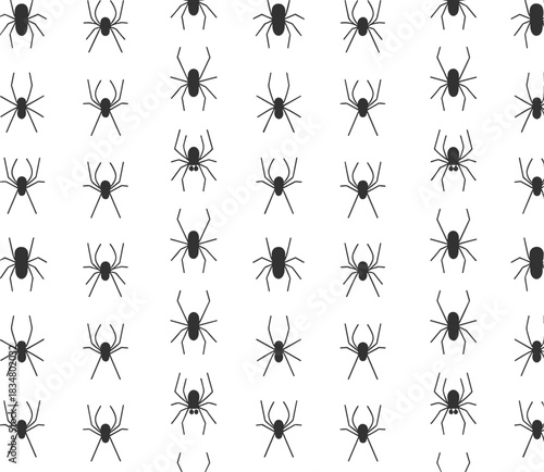 Collection of black spider silhouette vector icons, creepy arachnid insect shapes for Halloween, danger, and horror design on white background