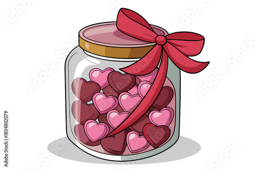 Glass jar filled with heart shaped
