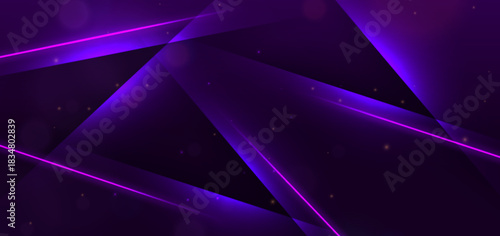 Abstract purple glowing triangle on dark purple  background.
