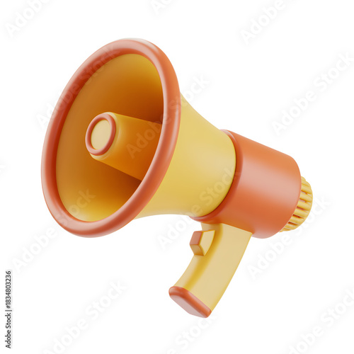 Orange Megaphone on White Background
