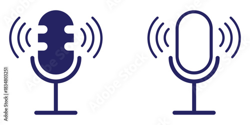 Various styles Microphone icon set. microphone icons  for podcasting and broadcasting. eps 10