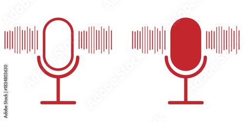 Various styles Microphone icon set. microphone icons  for podcasting and broadcasting. eps 10