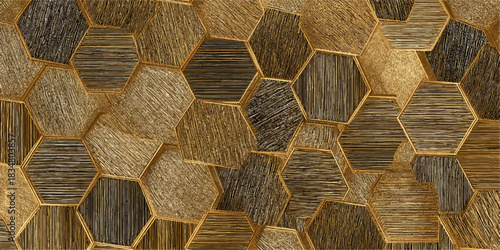 Abstract textured background with repeating hexagonal shapes in earthy brown and gold tones