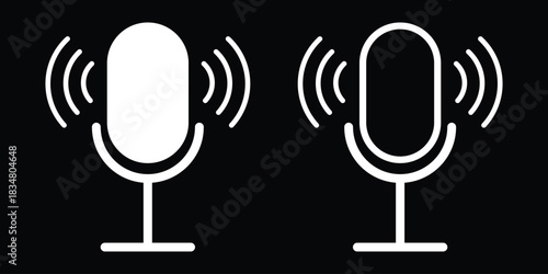 Podcast microphone. Different variant Microphone icons for web and mobile app icon. Voice, recording Studio Symbol collection. Vector illustration.
