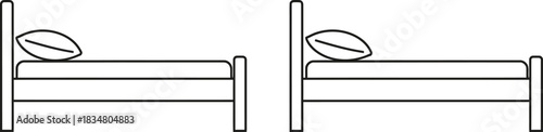 Simple line drawing of two identical single beds viewed from above