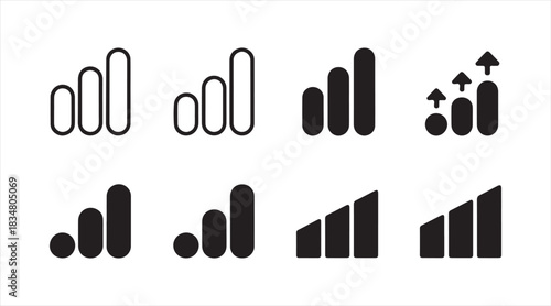 Minimal connectivity bar icon set with multiple signal variations for apps, dashboards, and digital media