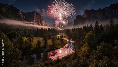 Fireworks Over Mountain Riverside Camp