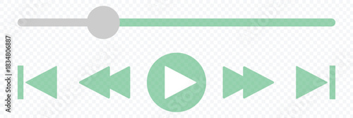 Music or video play bar icon. Audio player for songs or podcast playlist. Simple template of media device playback panel interface. Minimalist web display. eps 10