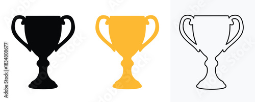 Trophy cup silhouette vector, Trophy cup icon, Award trophy cup vector. achievement, success, victory