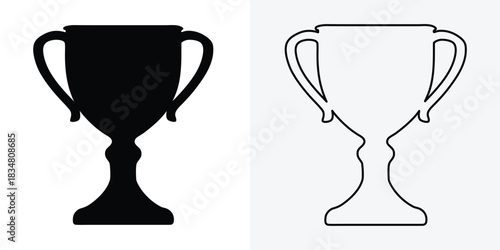 Trophy cup silhouette vector, Trophy cup icon, Award trophy cup vector. achievement, success, victory