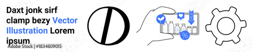 Automation, quality control, production management, technology, efficiency, workflow optimization. Hand holding system interface, gear symbol workflow icons. Automation and quality control